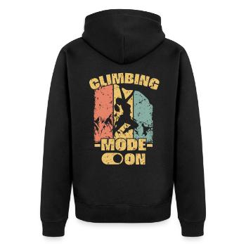 Frauen Klettern retro - Unisex Premium Bio Zip Hoodie - Schwarz - Hinten - Nico (187cm)