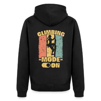 Frauen Klettern retro - Unisex Premium Bio Zip Hoodie - Schwarz - Hinten - Nico (187cm)
