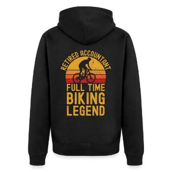Pensionierte Buchhalter-Bike-Legende - Unisex Premium Bio Zip Hoodie - Schwarz - Hinten - Nico (187cm)