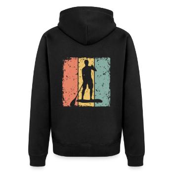 Paddleboard retro - Unisex Premium Bio Zip Hoodie - Schwarz - Hinten - Nico (187cm)