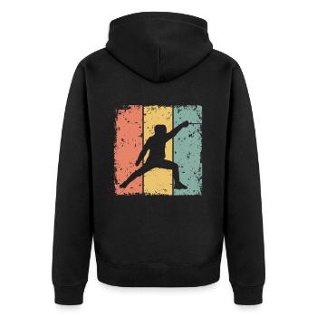 Fechten retro - Unisex Premium Bio Zip Hoodie - Schwarz - Hinten - Nico (187cm)