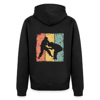 Judo retro - Unisex Premium Organic Zip Hoodie - black - Back - Nico (187cm)