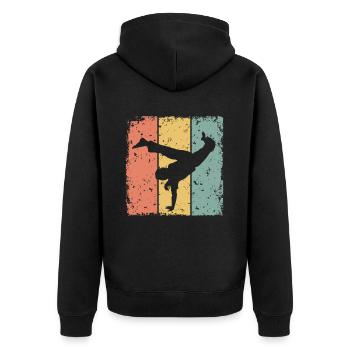 Capoeira retro - Unisex Premium Organic Zip Hoodie - black - Back - Nico (187cm)