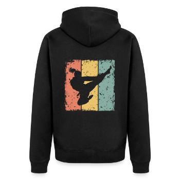 Frauen Taekwondo Retro - Unisex Premium Bio Zip Hoodie - Schwarz - Hinten - Nico (187cm)