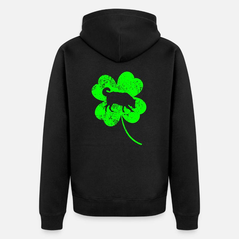 Border-collie Saint-Patrick Trèfle - Veste à capuche bio Premium Unisexe - noir