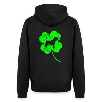 Basset-hound St.Patrick's day Shamrock - Unisex Premium Bio Zip Hoodie - Schwarz - Hinten - Nico (187cm)