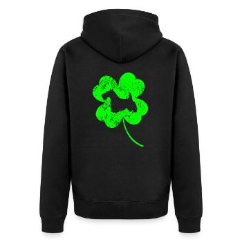 Scottish-terrier St.Patrick's day Shamrock - Unisex Premium Bio Zip Hoodie - Schwarz - Hinten - Nico (187cm)