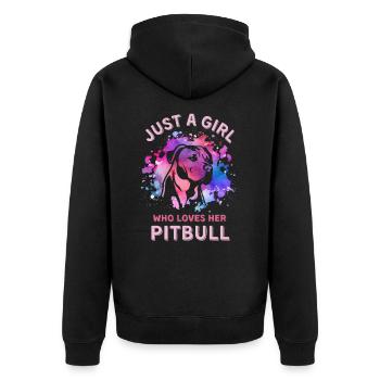 Just a girl who loves her Pitbull - Unisex Premium Organic Zip Hoodie - black - Back - Nico (187cm)