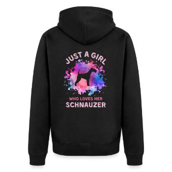 Nur ein Mädchen, das ihren Schnauzer liebt - Unisex Premium Bio Zip Hoodie - Schwarz - Hinten - Nico (187cm)