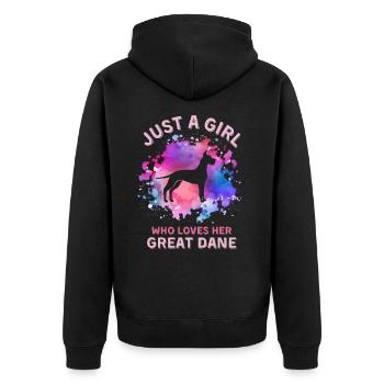 Juste une fille qui aime son grand-danois - Veste à capuche bio Premium Unisexe - noir - Dos - Nico (187cm)