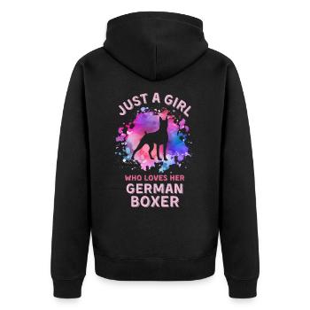 Juste une fille qui aime son boxeur allemand - Veste à capuche bio Premium Unisexe - noir - Dos - Nico (187cm)