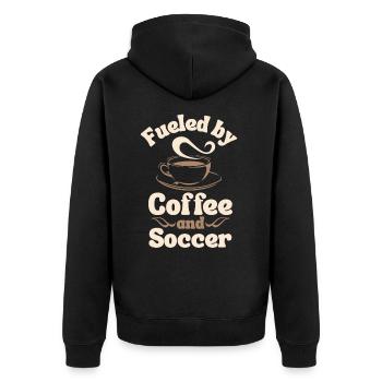 Kaffee Fußball Liebhaber - Unisex Premium Bio Zip Hoodie - Schwarz - Hinten - Nico (187cm)