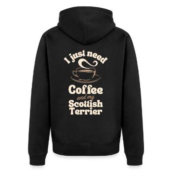 Kaffee Scottish-Terrier Liebhaber - Unisex Premium Bio Zip Hoodie - Schwarz - Hinten - Nico (187cm)