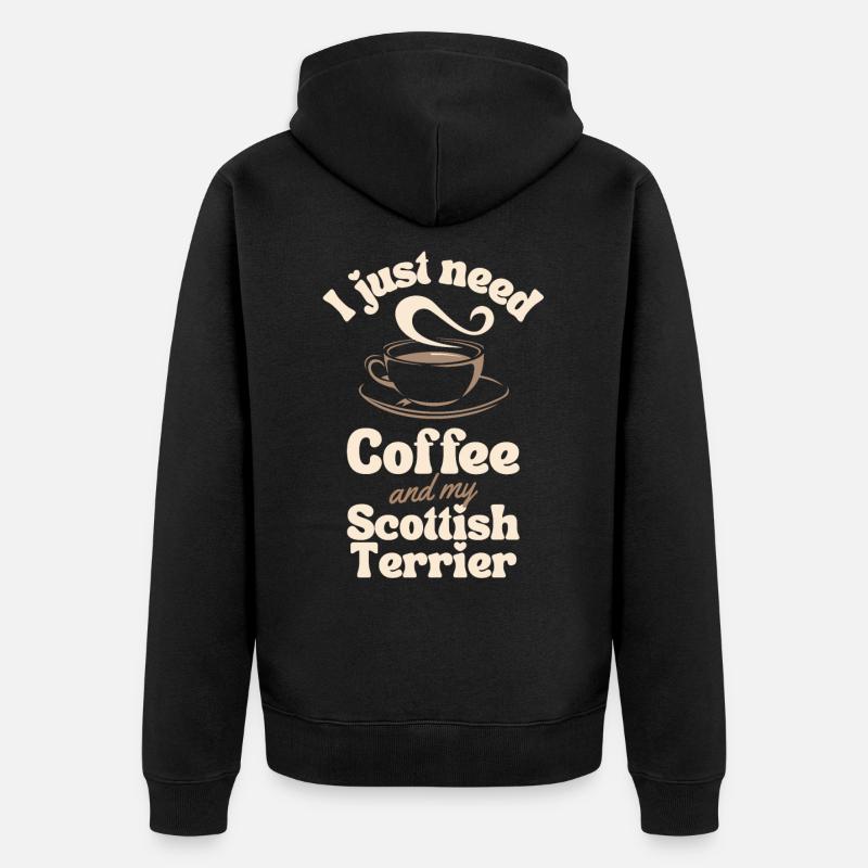 Amateur de café Scottish-terrier - Veste à capuche bio Premium Unisexe - noir