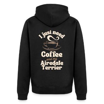 Kaffee Airedale-Terrier Liebhaber - Unisex Premium Bio Zip Hoodie - Schwarz - Hinten - Nico (187cm)