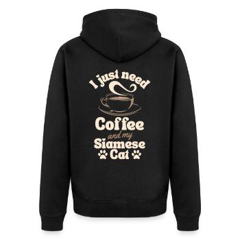 Kaffee-Siamkatzenliebhaber - Unisex Premium Bio Zip Hoodie - Schwarz - Hinten - Nico (187cm)