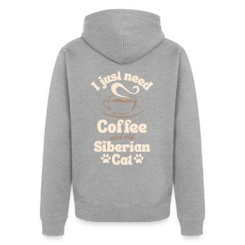 Café Siberian-chat amoureux - Veste à capuche bio Premium Unisexe - gris chiné - Dos - Nico (187cm)