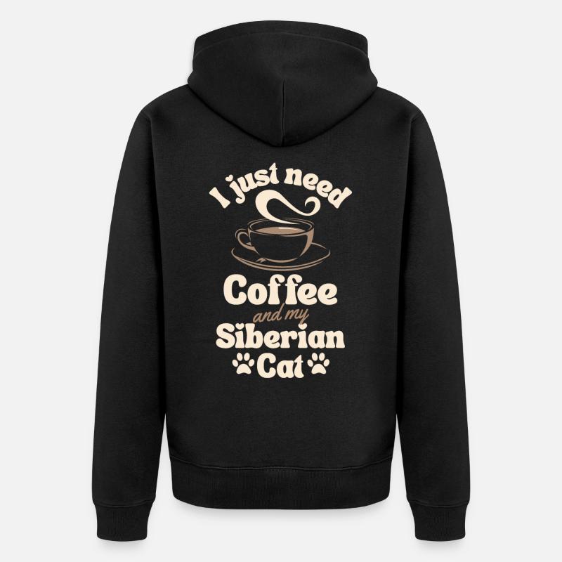 Café Siberian-chat amoureux - Veste à capuche bio Premium Unisexe - noir