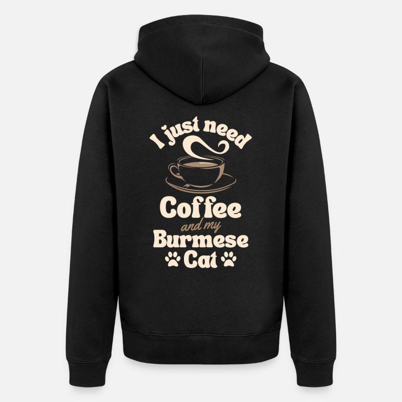 Café Birman-chat amoureux - Veste à capuche bio Premium Unisexe - noir