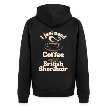 Amateur de café British shorthair - Veste à capuche bio Premium Unisexe - noir - Dos - Nico (187cm)