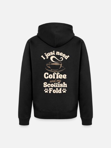 Coffee Scottish-fold lover - Unisex Premium Organic Zip Hoodie - black