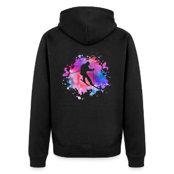 Frauen Ski Mädchen - Unisex Premium Bio Zip Hoodie - Schwarz - Hinten - Nico (187cm)