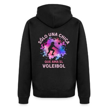 Women's Volleyball Girl - Unisex Premium Organic Zip Hoodie - black - Back - Nico (187cm)