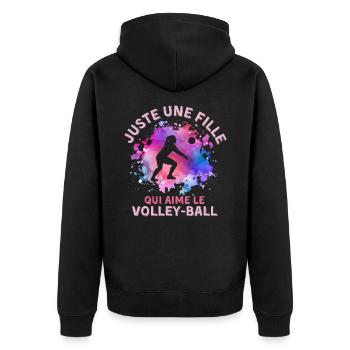 Volley-ball fille - Veste à capuche bio Premium Unisexe - noir - Dos - Nico (187cm)