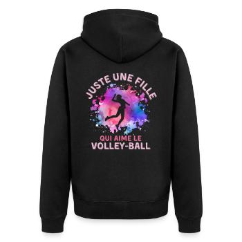 Volley-ball fille - Veste à capuche bio Premium Unisexe - noir - Dos - Nico (187cm)