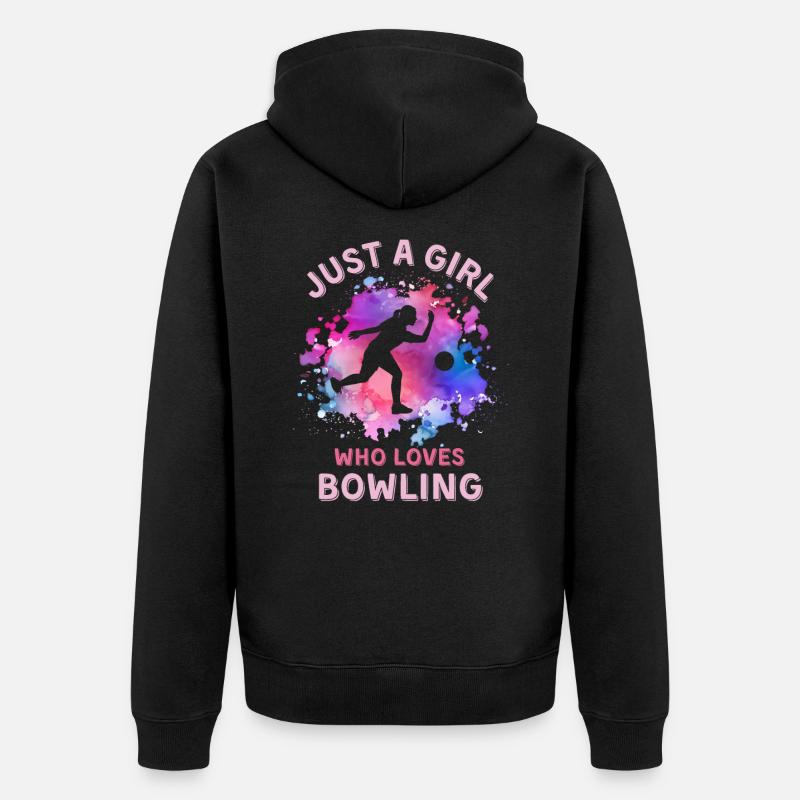 Frauen Bowling Mädchen - Unisex Premium Bio Zip Hoodie - Schwarz