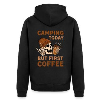 Coffee Camping skeleton - Unisex Premium Organic Zip Hoodie - black - Back - Nico (187cm)