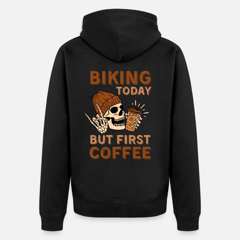 Café Squelette de vélo - Veste à capuche bio Premium Unisexe - noir