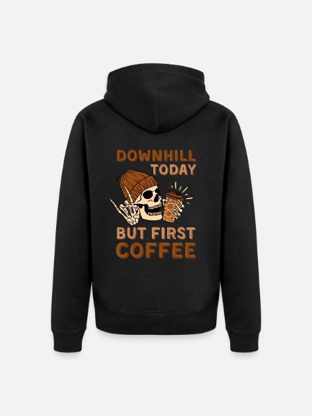 Coffee Downhill skeleton - Unisex Premium Organic Zip Hoodie - black
