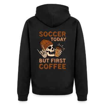 Coffee Soccer skeleton - Unisex Premium Organic Zip Hoodie - black - Back - Nico (187cm)
