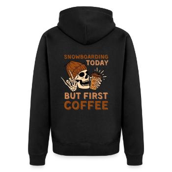 Coffee Snowboarding skeleton - Unisex Premium Organic Zip Hoodie - black - Back - Nico (187cm)