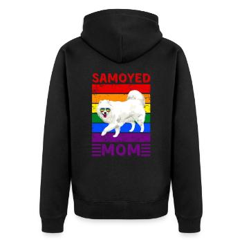 Samoyed Mom LGBTQ - Unisex Premium Organic Zip Hoodie - black - Back - Nico (187cm)