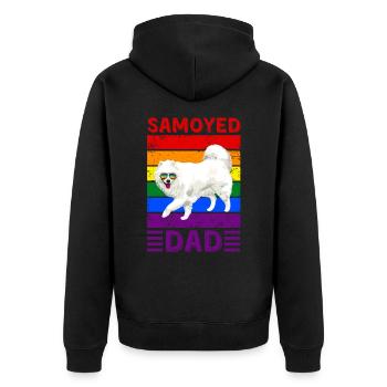 Samoyed Dad LGBTQ - Unisex Premium Organic Zip Hoodie - black - Back - Nico (187cm)