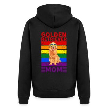 Golden-Retriever Mama LGBTQ - Unisex Premium Bio Zip Hoodie - Schwarz - Hinten - Nico (187cm)