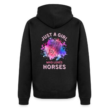 Juste une fille qui aime les chevaux - Veste à capuche bio Premium Unisexe - noir - Dos - Nico (187cm)