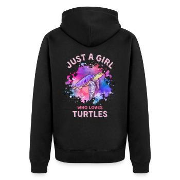 Just a girl who loves Turtles - Unisex Premium Organic Zip Hoodie - black - Back - Nico (187cm)
