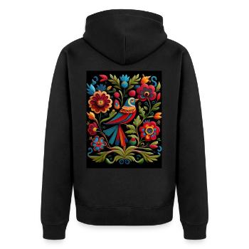 Oiseaux et fleurs - Veste à capuche bio Premium Unisexe - noir - Dos - Nico (187cm)