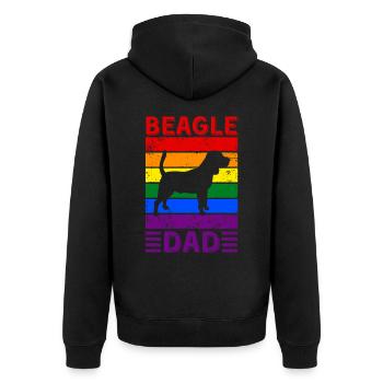 Beagle Dad LGBTQ Rainbow Flag - Unisex Premium Organic Zip Hoodie - black - Back - Nico (187cm)
