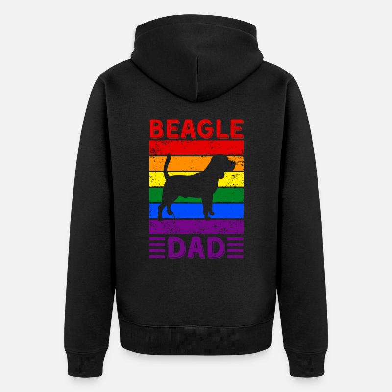 Beagle Dad LGBTQ Drapeau arc-en-ciel - Veste à capuche bio Premium Unisexe - noir