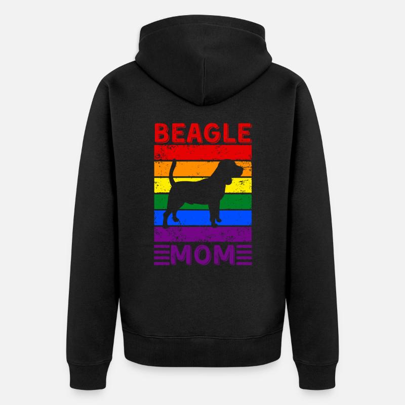 Beagle Mom LGBTQ Drapeau arc-en-ciel - Veste à capuche bio Premium Unisexe - noir