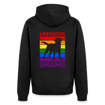 Labrador Mom LGBTQ Regenbogenflagge - Unisex Premium Bio Zip Hoodie - Schwarz - Hinten - Nico (187cm)