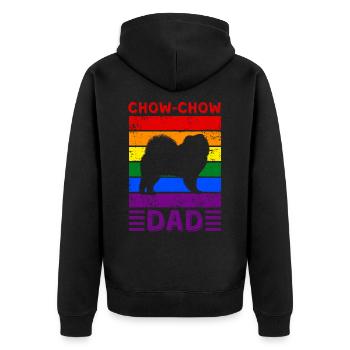 Chow-chow Dad LGBTQ Rainbow Flag - Unisex Premium Organic Zip Hoodie - black - Back - Nico (187cm)