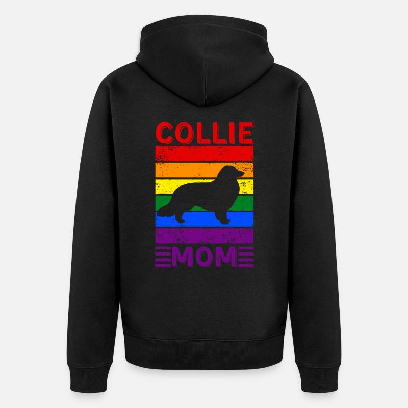 Collie Mom LGBTQ Drapeau arc-en-ciel - Veste à capuche bio Premium Unisexe - noir