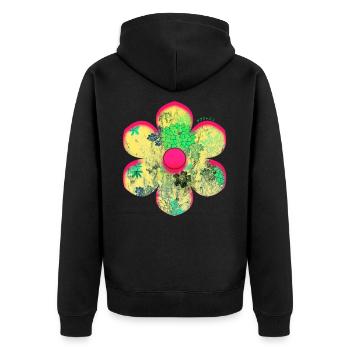 Traditionelle japanische Sakura ästhetische Blumen - Unisex Premium Bio Zip Hoodie - Schwarz - Hinten - Nico (187cm)