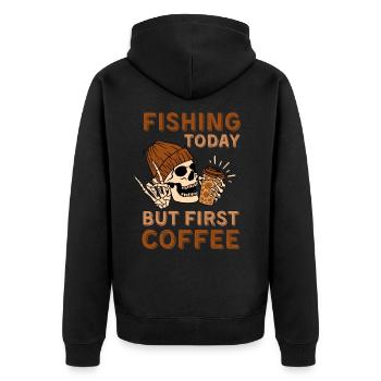 Coffee Fishing skeleton - Unisex Premium Organic Zip Hoodie - black - Back - Nico (187cm)