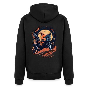 Pew Pew Pew - Unisex Premium Organic Zip Hoodie - black - Back - Nico (187cm)
